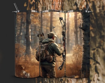 Deer Bow Hunting Tumbler Wrap: 20 oz Skinny Tumbler Sublimation (Digital Download)