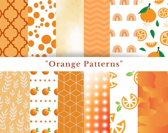 Scrapbooking Paper Orange Digital Paper | Matching Orange Scrapbooking Paper | Seamless Patterns