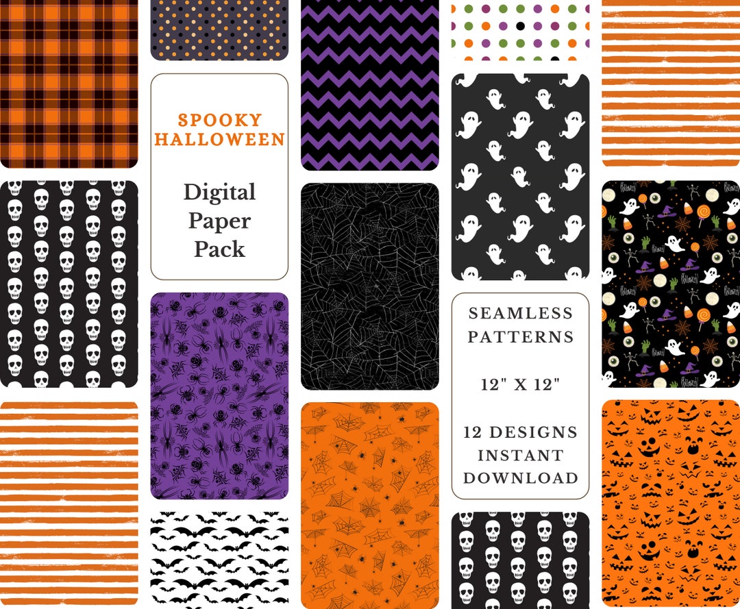 Digital Paper Pack Halloween Seamless Prints Scrapbook Paper 12x12 ...