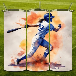 Sublimation Softball Tumbler Wrap - Digital Download - Watercolor Art
