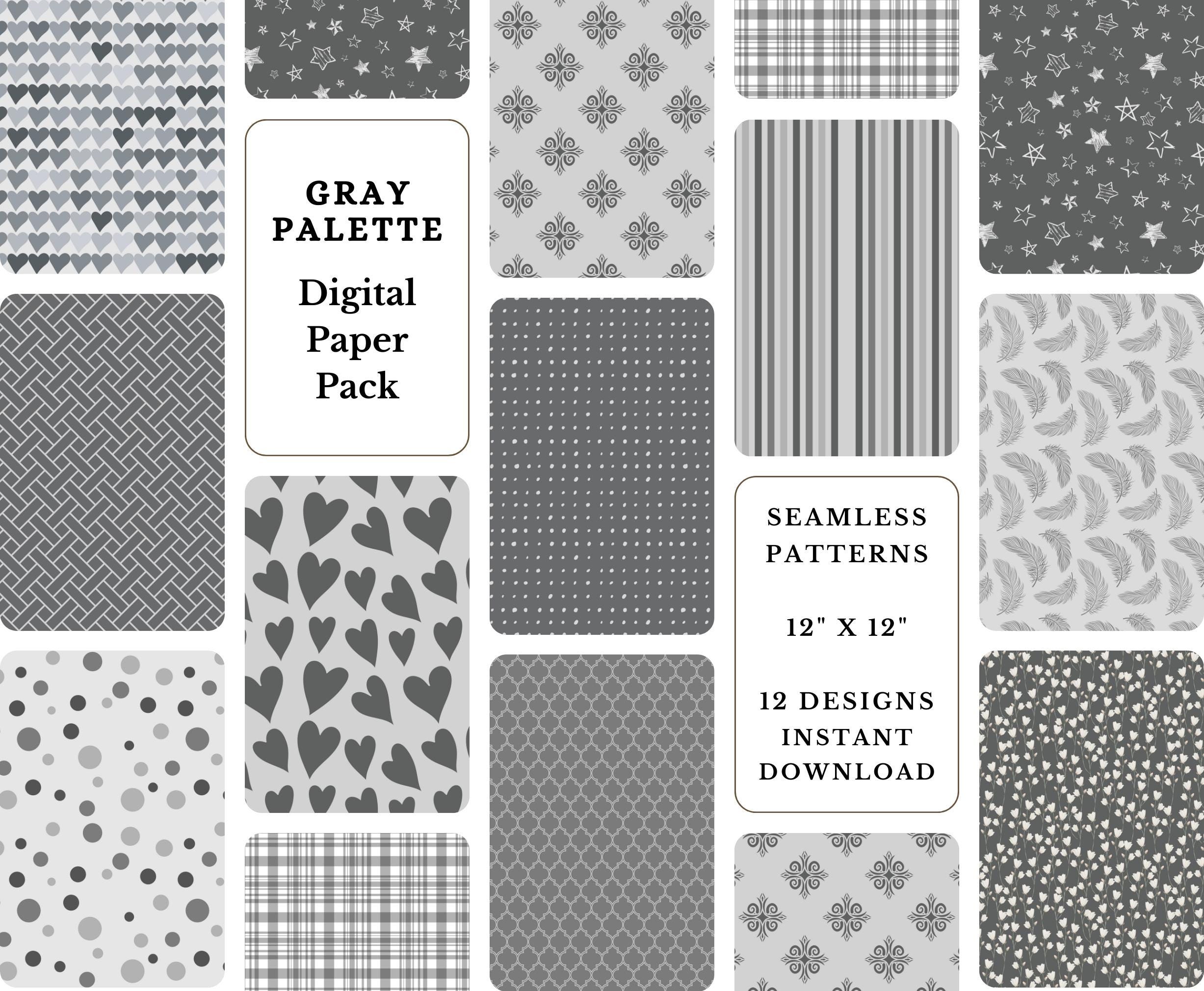 Gray Paper Pack: Seamless Scrapbook Paper Patterns (digital Download ...
