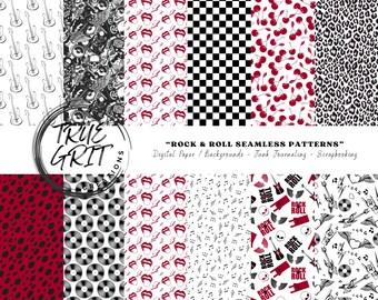 Digitales Papier Pack Rock'n'Roll nahtlose Muster 12 x 12 sofort download