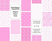 Softball Seamless Patterns: Digital Scrapbook Paper Pack (Digital Download)