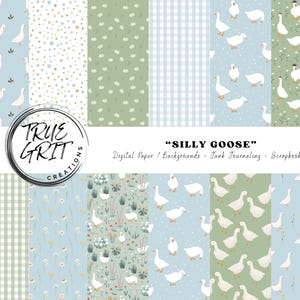 Goose digital paper pack | goose themed baby shower | geese backgrounds | goose and daisy patterns | geese printable
