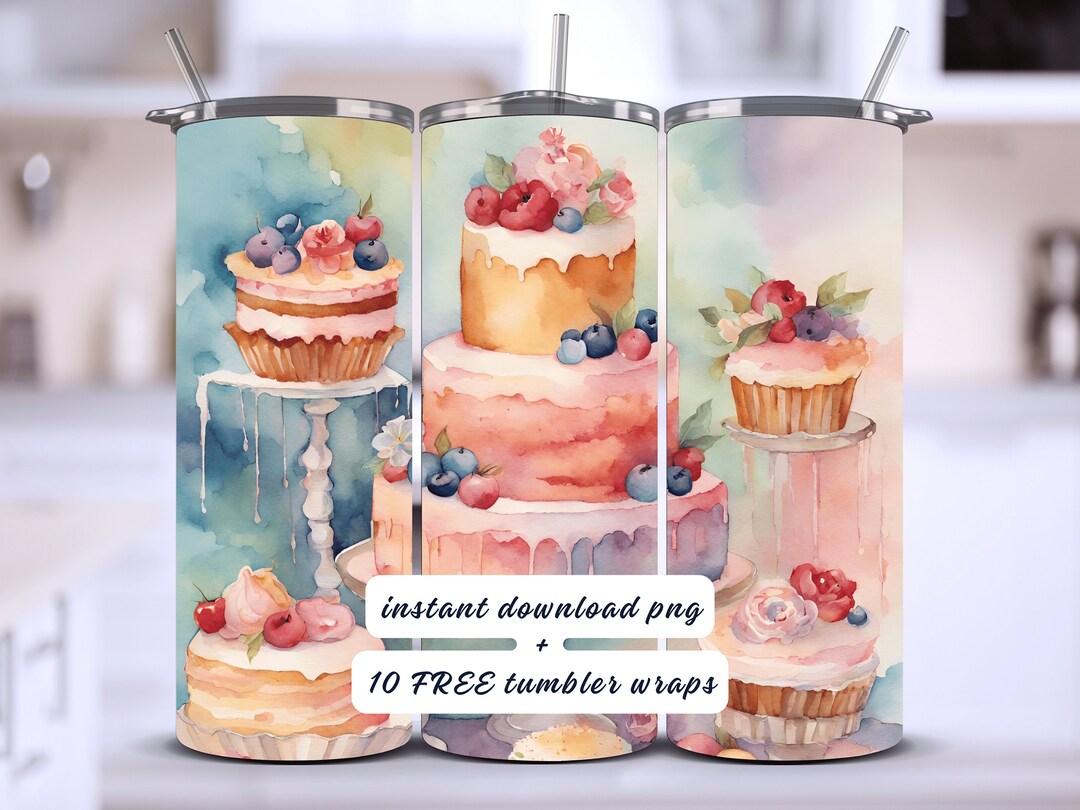 Baker Tumbler Wrap PNG, Watercolor Bakery Tumbler Wrap, Home Baker