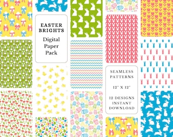 Ostern Digital Paper Pack: Frühlingshafte Muster (Digitaler Download)