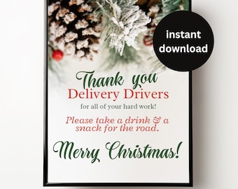 Delivery Driver Thank You Sign: Christmas Snack Station (PDF)