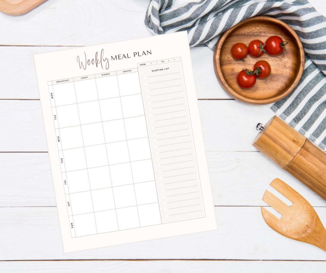 Printable Weekly Meal Planner Meal Plan Digital Meal Planner Instant ...