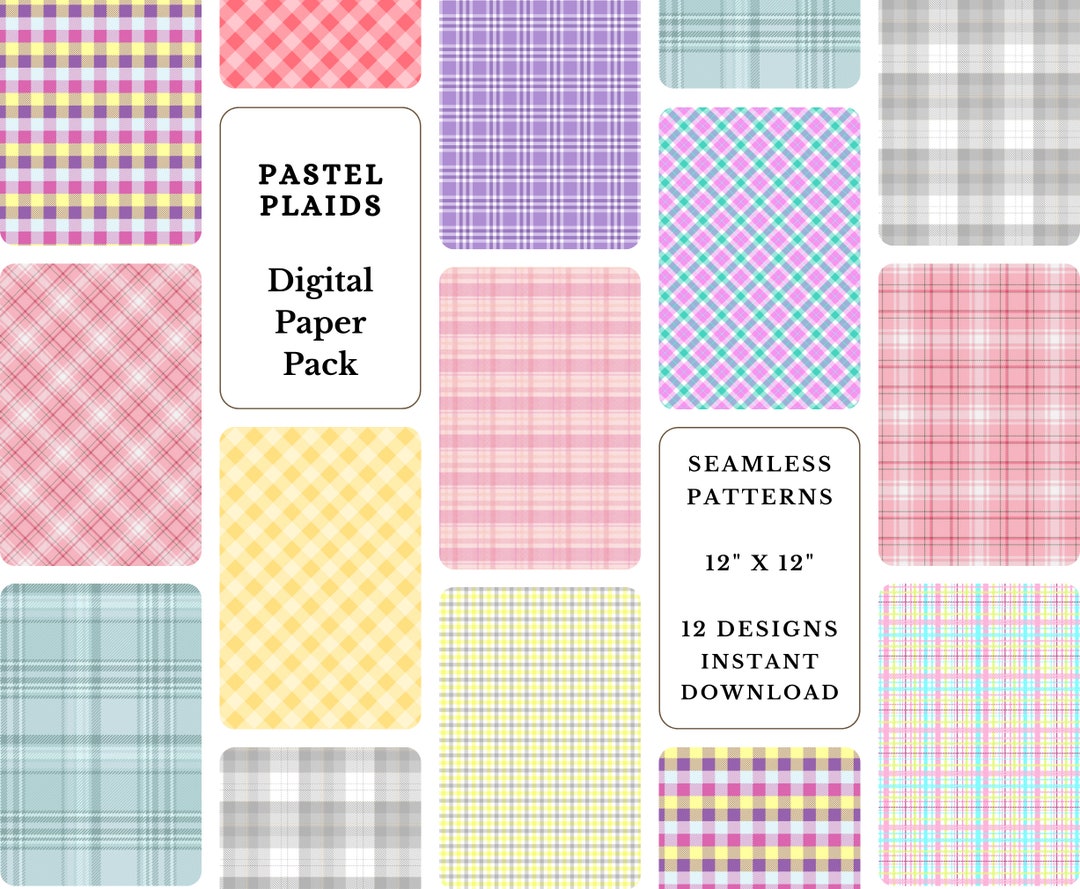 Pastel Spring Plaid Digital Paper Pack: Seamless Scrapbook Patterns ...