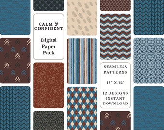 Masculine Digital Paper Pack: Gentlemanly Scrapbook Backgrounds (Instant Download)