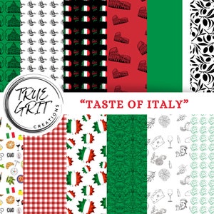 Italy Themed Digital Paper Pack: Seamless Scrapbook Patterns (instant ...