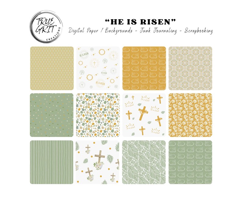 Easter Religious Digital Paper Pack | Christian Easter Seamless Patterns | Junk Journal Kit