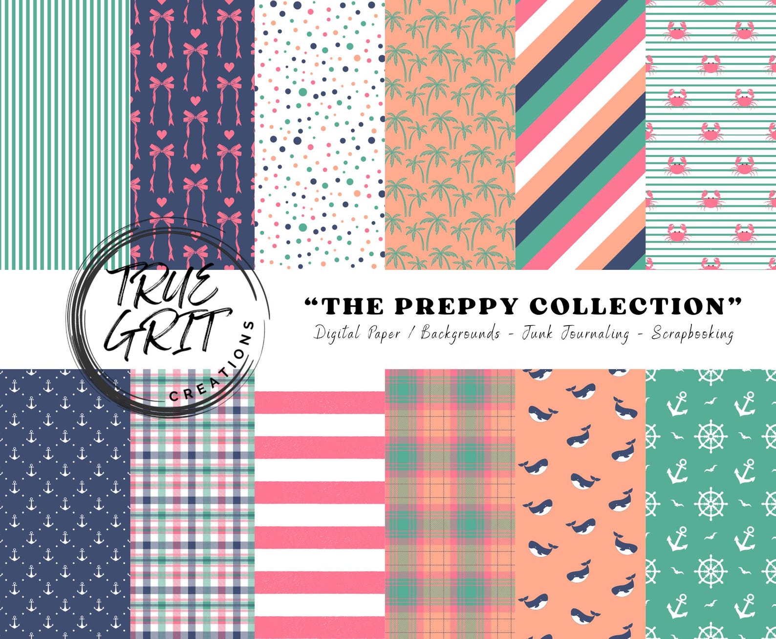 Preppy Plaid Digital Paper: Scrapbook Backgrounds (digital Download) - Etsy