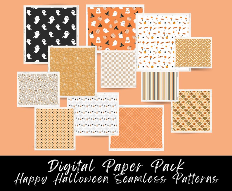 Halloween Digital Paper Pack: 12 Seamless Patterns (PDF Download ...