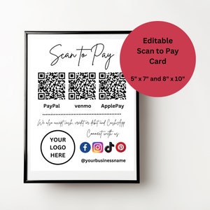 Skanuj, aby zapłacić kartą | Edytowalny kod QR dla firm | Podpis kodem QR | CashApp PayPal Sign dla małych firm