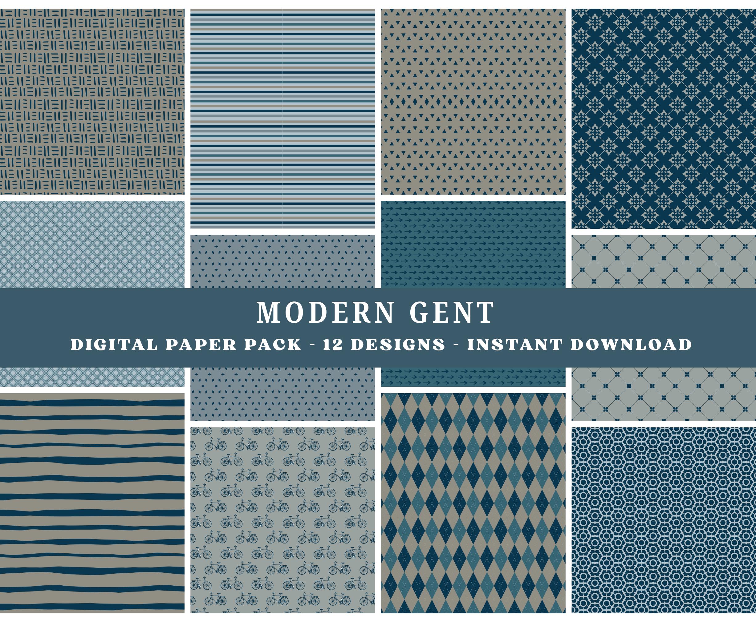Masculine Digital Paper Pack: Modern Gent Seamless Patterns (digital ...