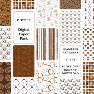 Coffee Digital Paper Pack: Scrapbook Patterns (Digital Download)
