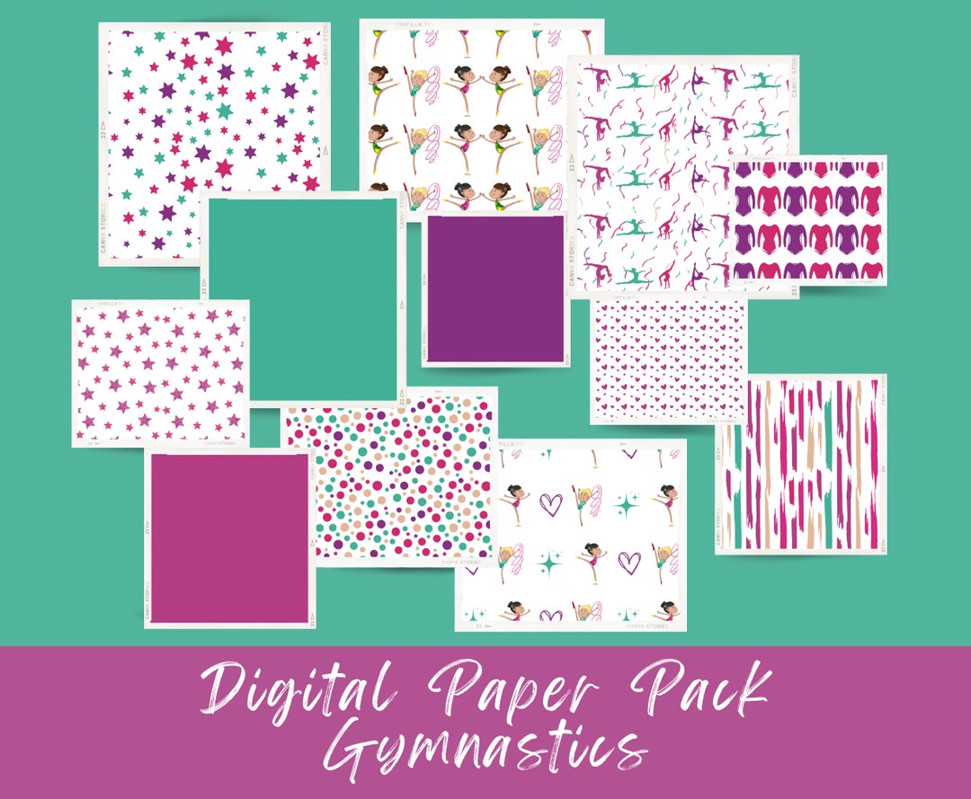 Gymnastics Digital Paper Pack Gymnast Digital Background Patterns ...