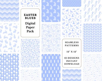 Blue Easter Digital Paper Pack: Scrapbook Backgrounds (Digital Download)