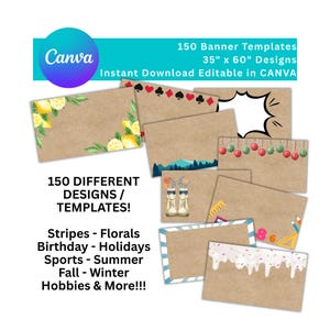 Banner Template Bundle: 150+ Editable Canva Patterns (Digital Download)