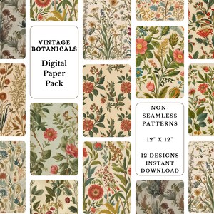 Vintage Botanical Digital Paper Pack: Floral Junk Journal (Digital Download)