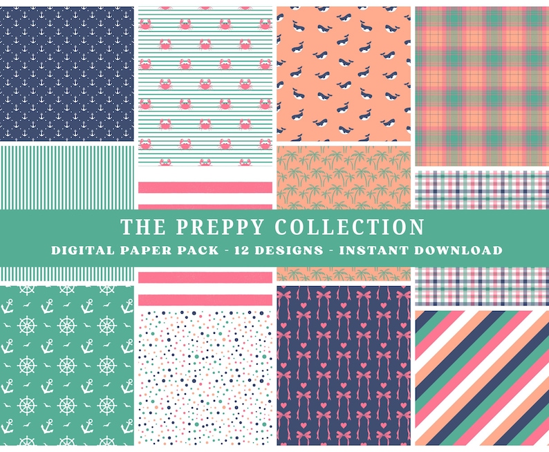 Preppy Plaid Digital Paper: Scrapbook Backgrounds (digital Download) - Etsy