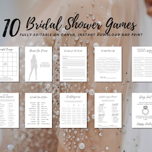 Printable Bridal Shower Games: 10 Game Templates (Digital Download)