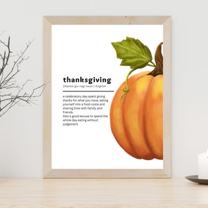 Thanksgiving Definition Print: Stacked Pumpkins, Festive Wall Art (Digital Download)