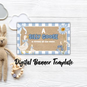 Plantilla de banner "Ganso tonto casi suelto" Maqueta de banner para baby shower