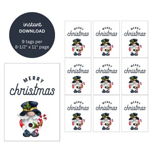 Christmas Gnome Gift Tags: Printable Holiday Stickers (Digital Download)