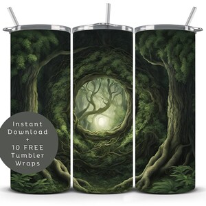 魔法の森のタンブラーラップ | 神秘的な木のタンブラーラップ png | 魔法の森の昇華デザイン