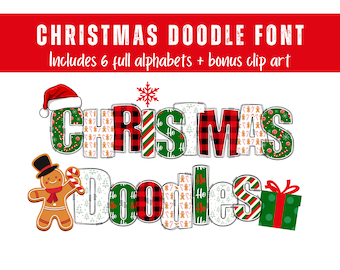 Balloon letters digital download | Christmas doodle letters & numbers clip art | Christmas letters sublimation design | printable letters