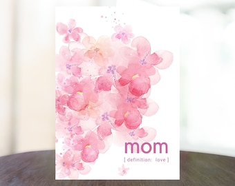 Aquarell Blumen Muttertagskarte: Grußkarte zum Ausdrucken (PDF)