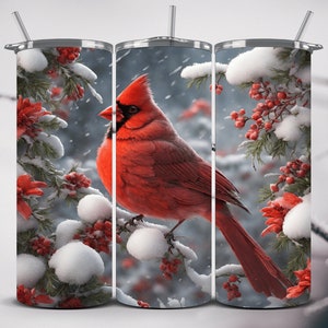 Red Cardinal Tumbler Wrap: Christmas Holiday Design (Digital Download)