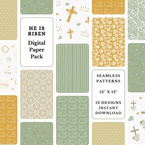 Easter Religious Digital Paper Pack | Christian Easter Seamless Patterns | Junk Journal Kit