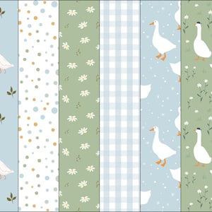 Goose digital paper pack | goose themed baby shower | geese backgrounds | goose and daisy patterns | geese printable