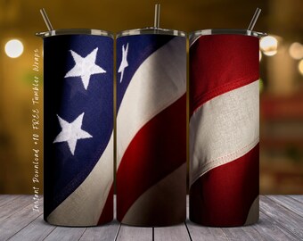USA Flag Tumbler Wrap: Patriotic 20 oz Skinny Design (Digital Download)