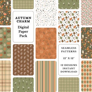 Fall digital paper pack | Fall scrapbooking printable paper | Fall backgrounds | Commercial Use