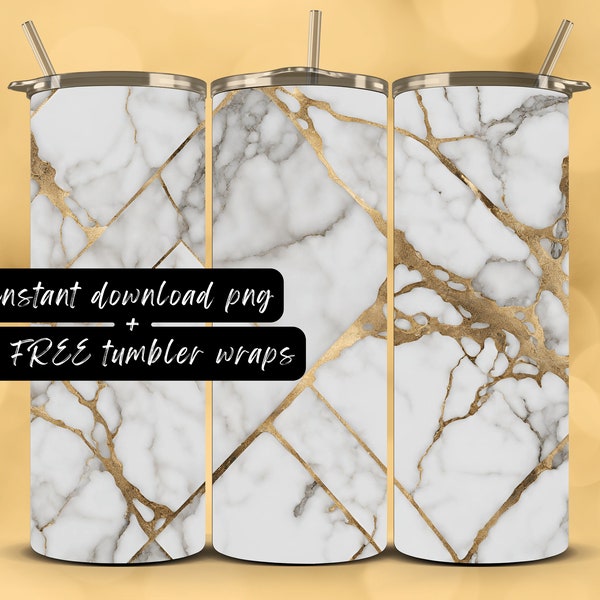 White Marble tumbler wrap, gold white tumbler wrap png, white gold tumbler wrap