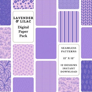 Purple Seamless Paper: Lavender & Lilac Scrapbook Patterns (Digital Download)