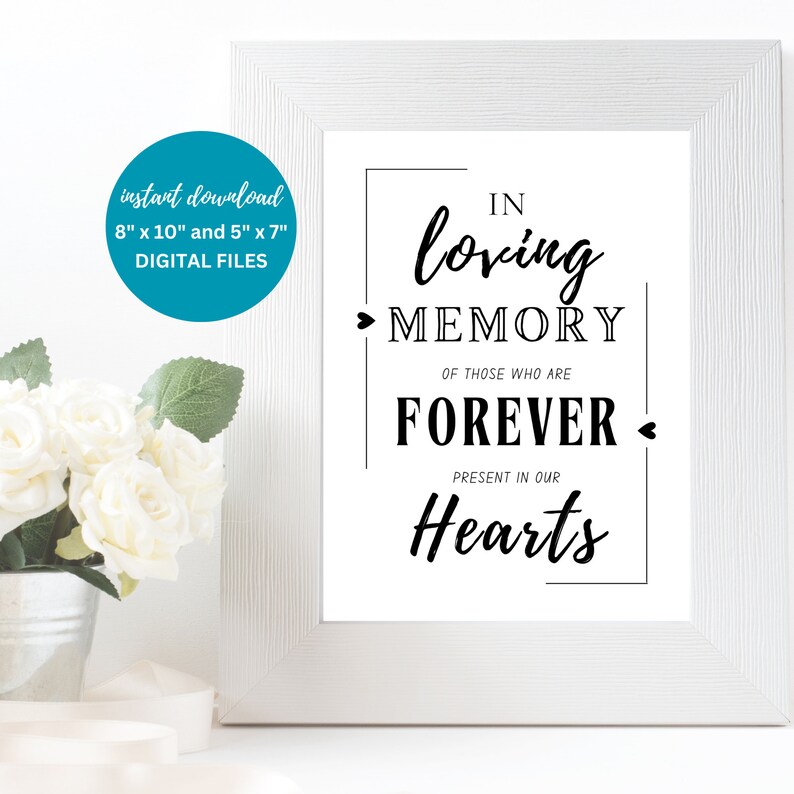 In Loving Memory Wedding Sign Wedding Day Memorial Table Printable Sign ...