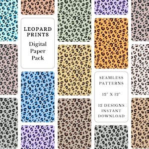 Colorful Leopard Print Seamless Patterns: Scrapbook Paper (Digital Download)
