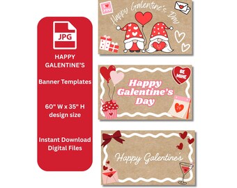 Banner Vorlage Galentine's Day DIY Gemalte Banner Muster Digitaler Download