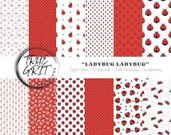 Ladybug Digital Paper Pack: Seamless Scrapbook Patterns (Digital Download)