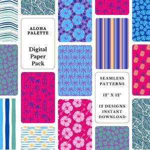 Aloha Paradise Seamless Hawaiian Patterns for Crafts & Projects | Aloha digital paper | aloha backgrounds | Hawaii paper printable pattern