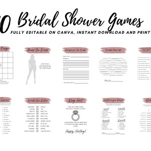 Printable Bridal Shower Games: 10 Game Bundle (Digital Download)