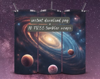 Galaxy Tumbler Wrap png | Galaxy Adventure Tumbler wrap | Cosmic Swirls and Stars Design