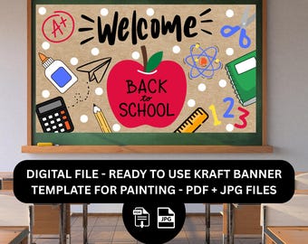 Back to School Banner Template: Selbst gemalte Klassenzimmer Dekoration (Digitaler Download)