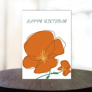 Orange Poppy Birthday Card: Printable Floral Design (PDF)