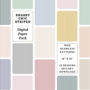 Striped Digital Paper Pack | Retro Stripe Seamless Patterns | Spring Patterns Striped Prints | Seamless Vertical Stripe Designs